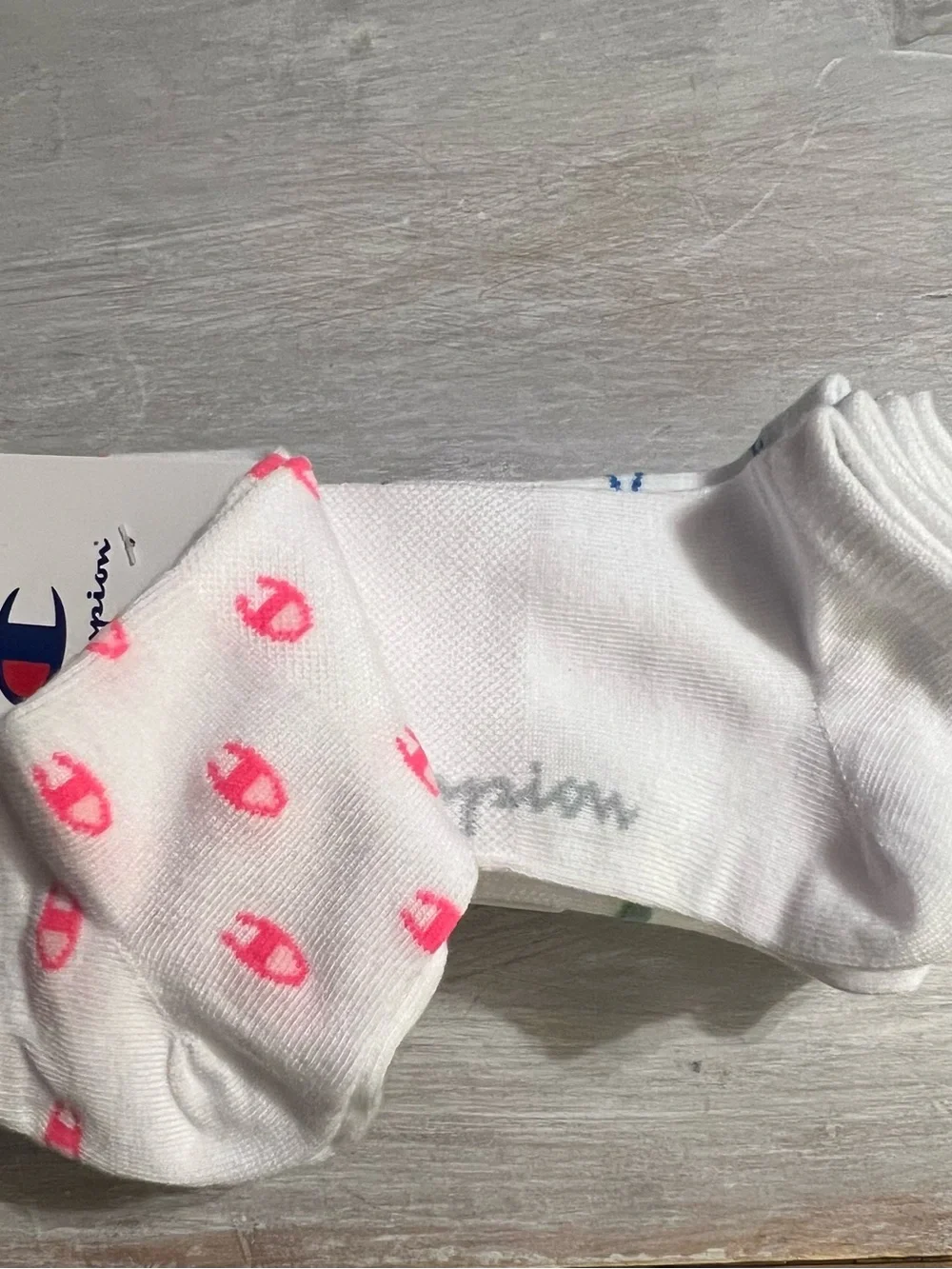 NWT Champion White Ankle Socks with mini logo multi color - 10 Pair